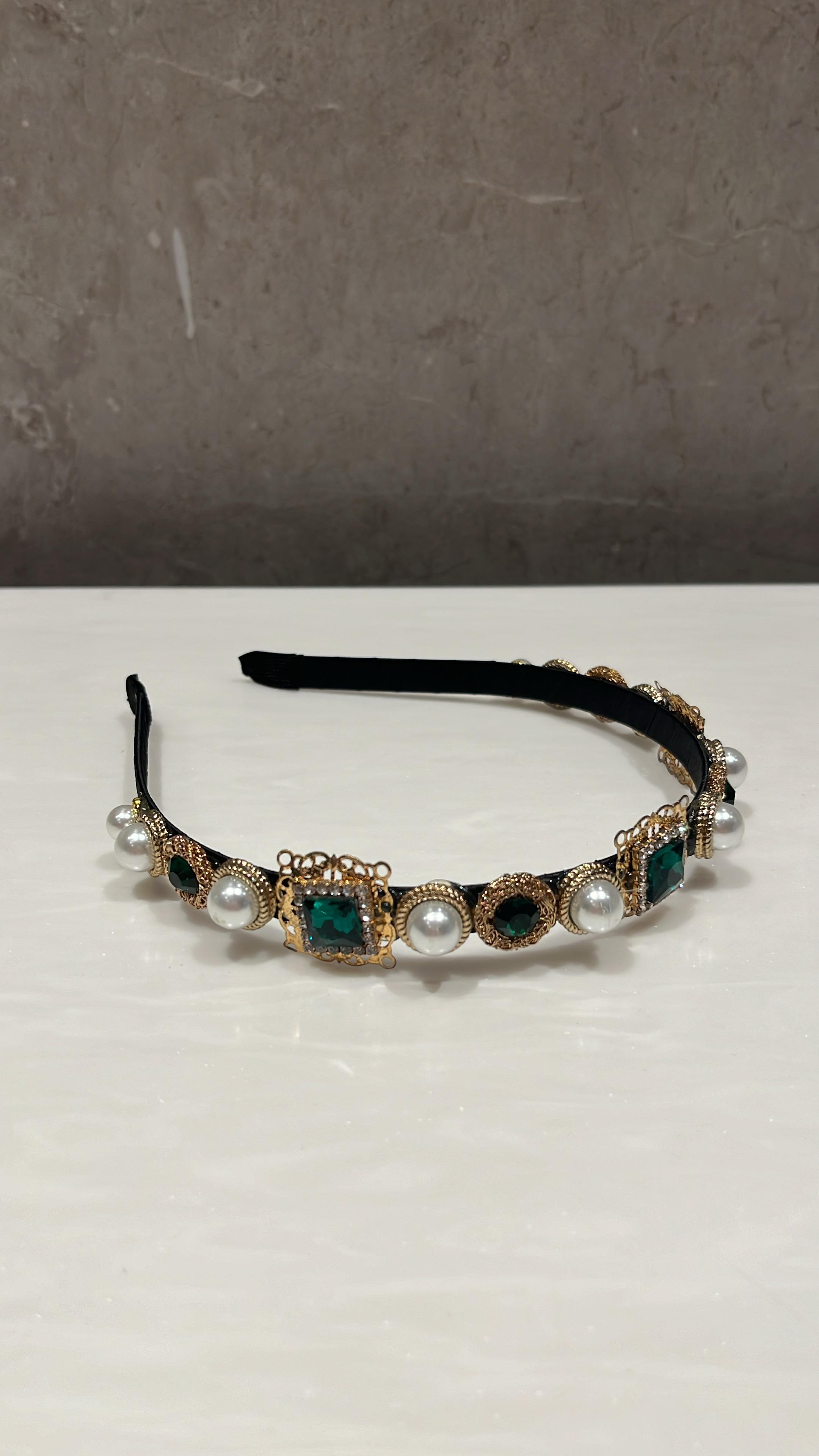 Pearl Royale Grace Green Hairband