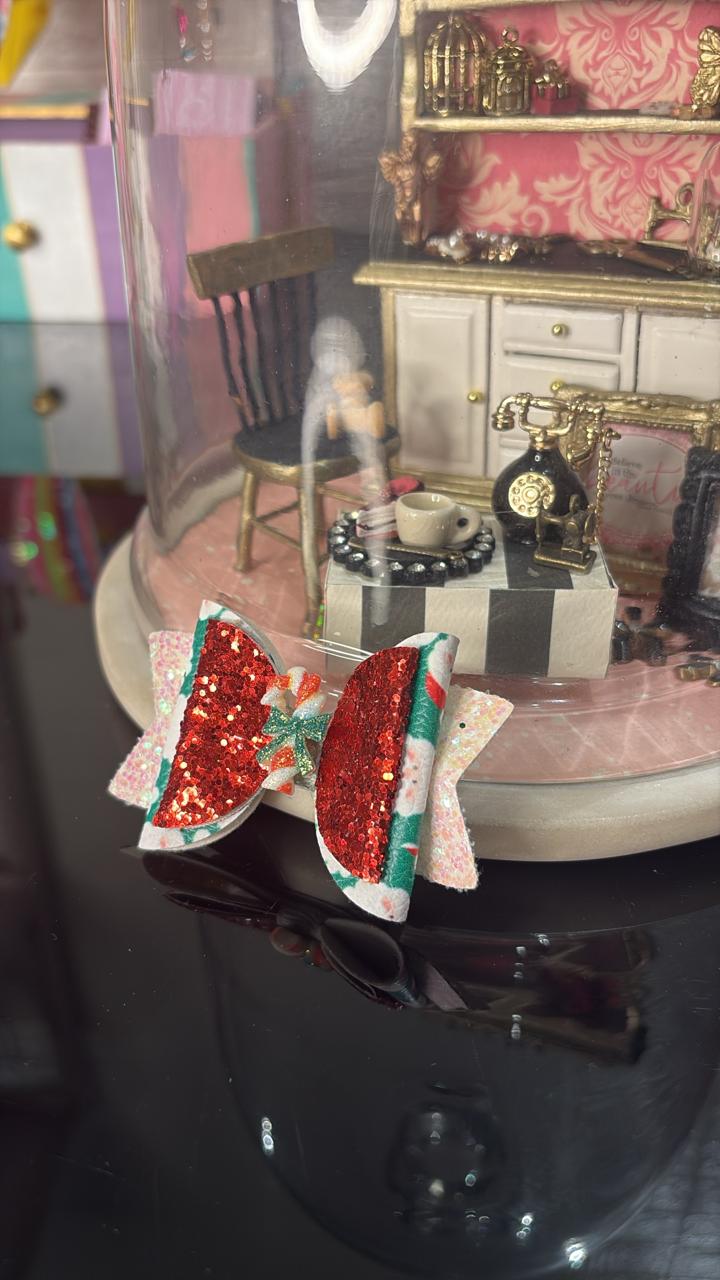 Candy Cane Sparkle Bow