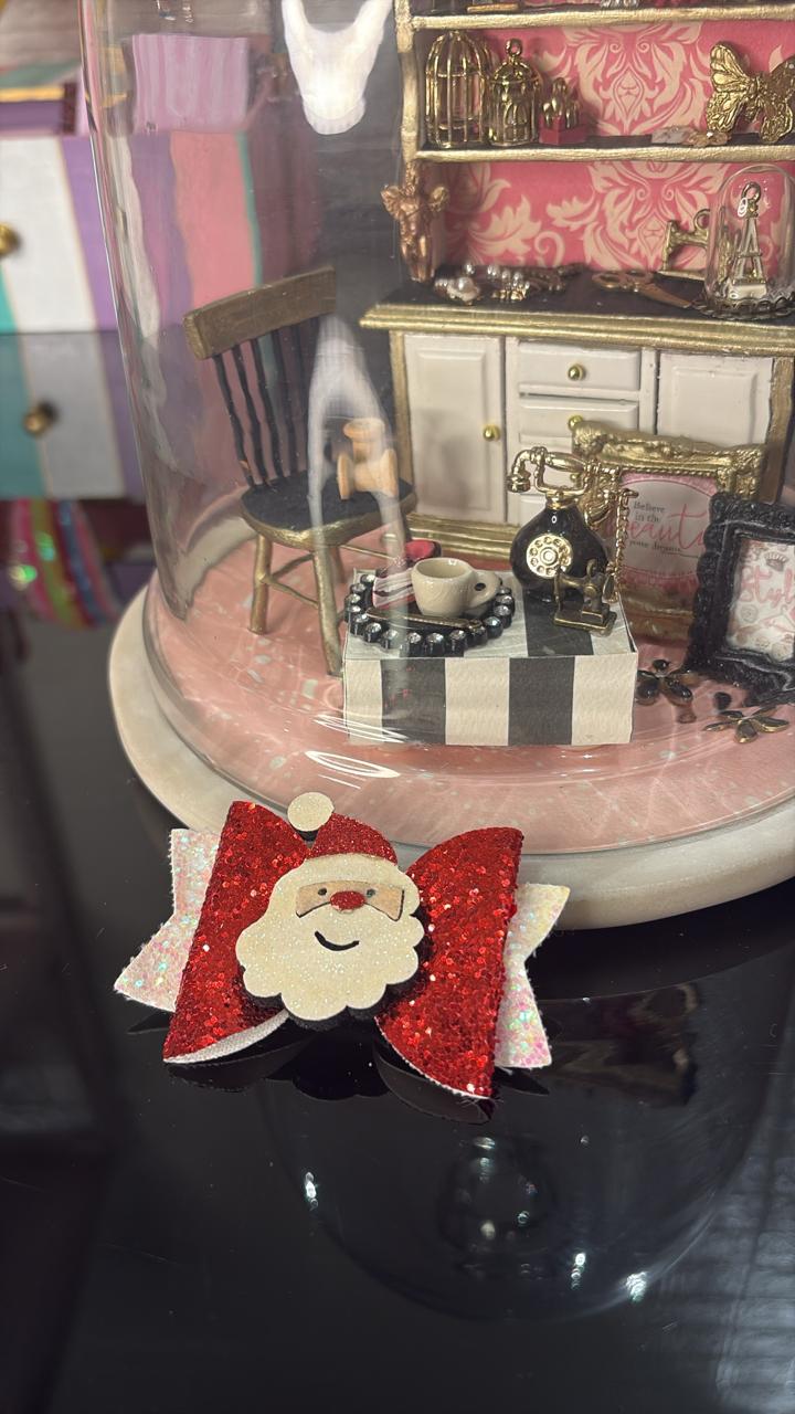 Happy Santa Glitter Bow