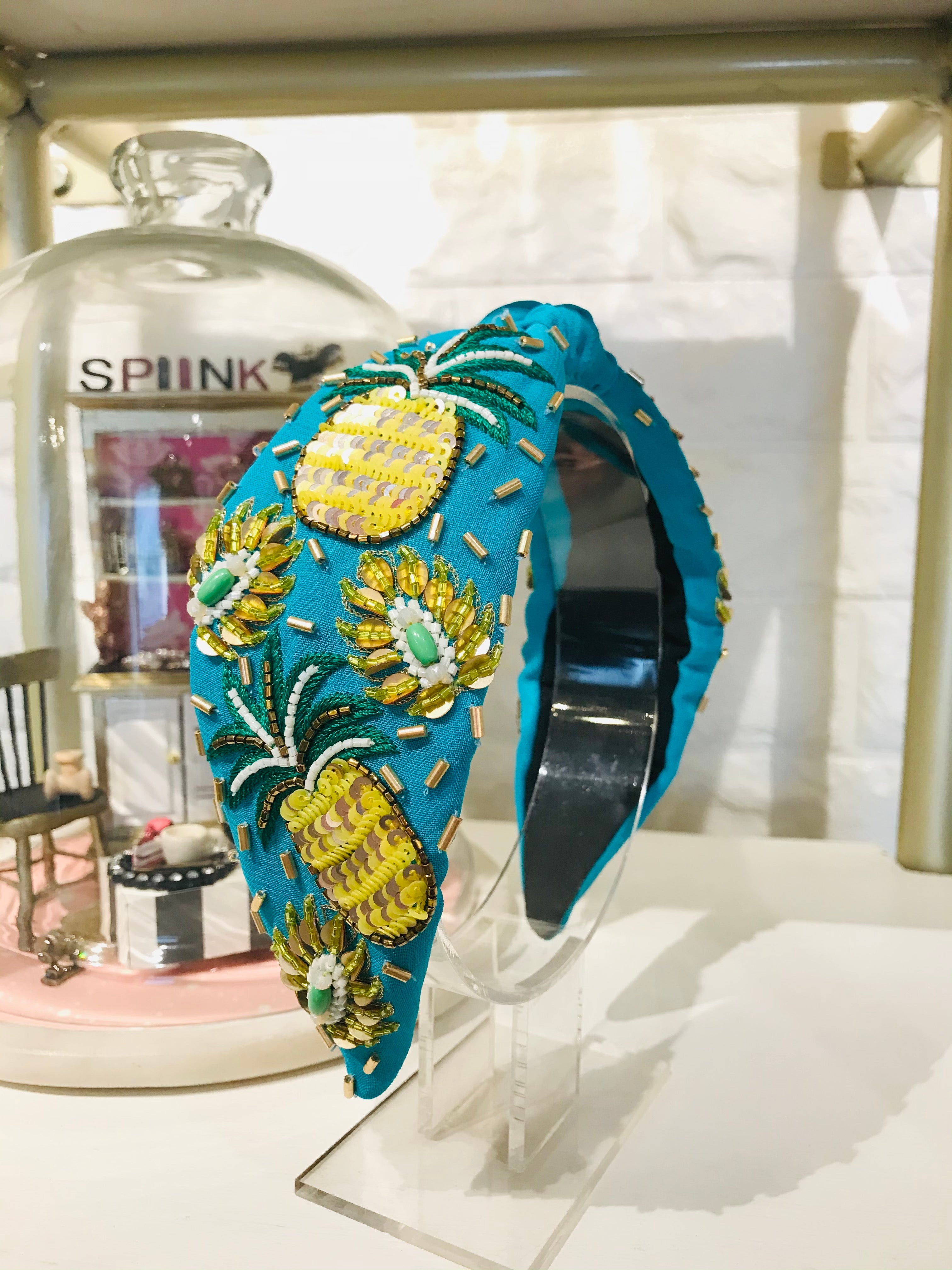 Tropical Pineapple Blue Turban Hairband