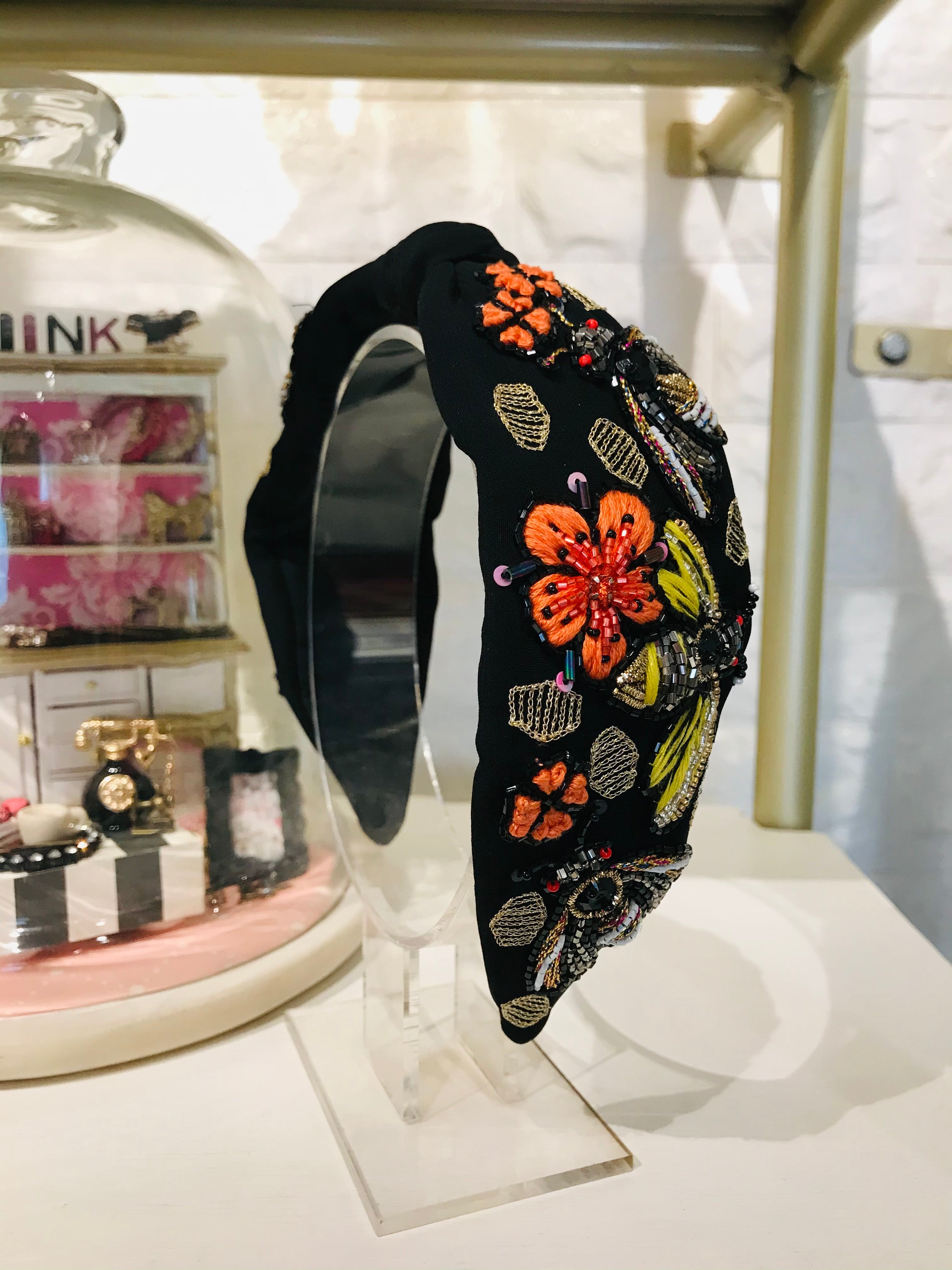Honeycomb Bee Black Turban Hairband