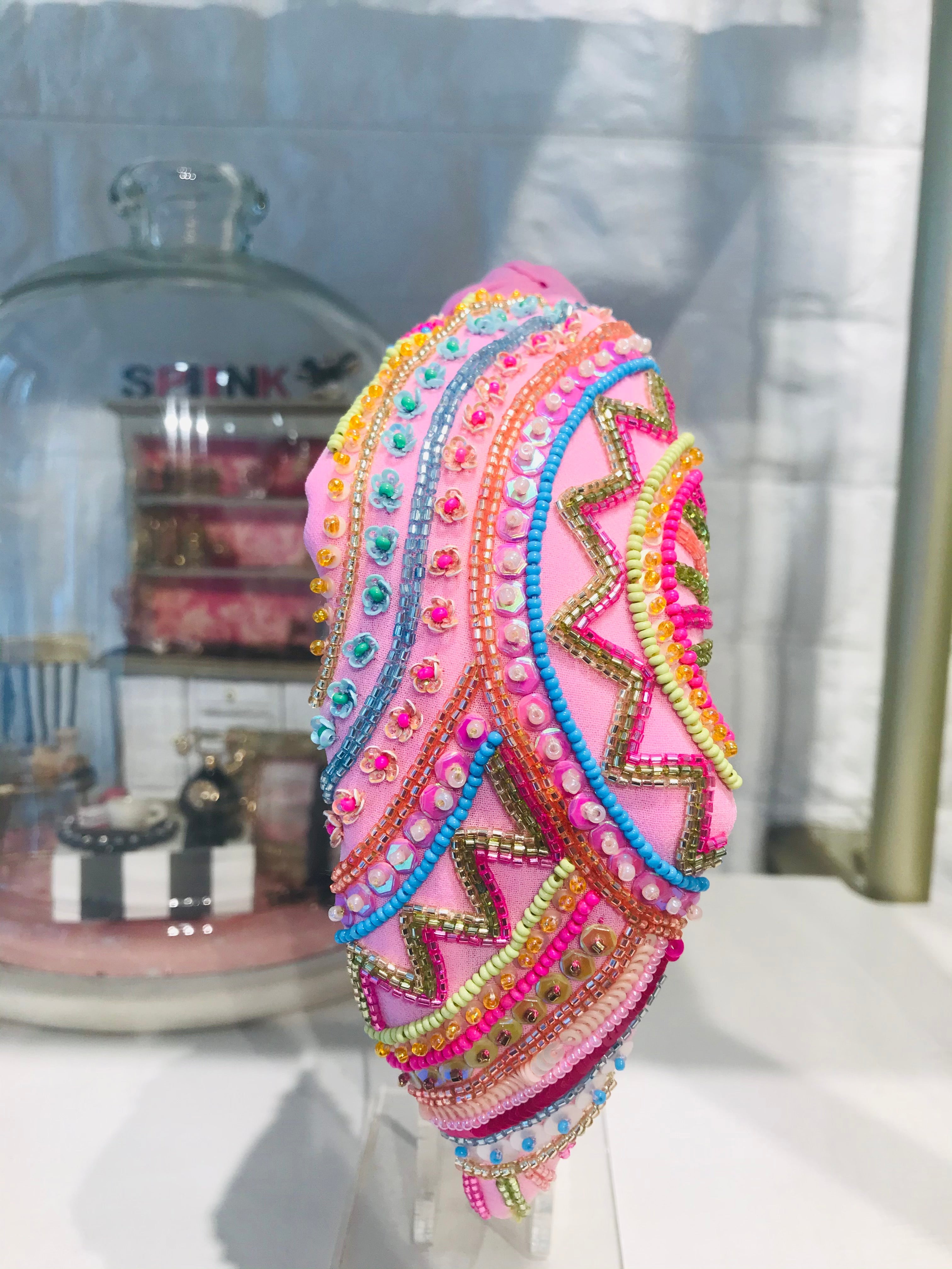 Zigzag Lines Cream Rose Turban Hairband
